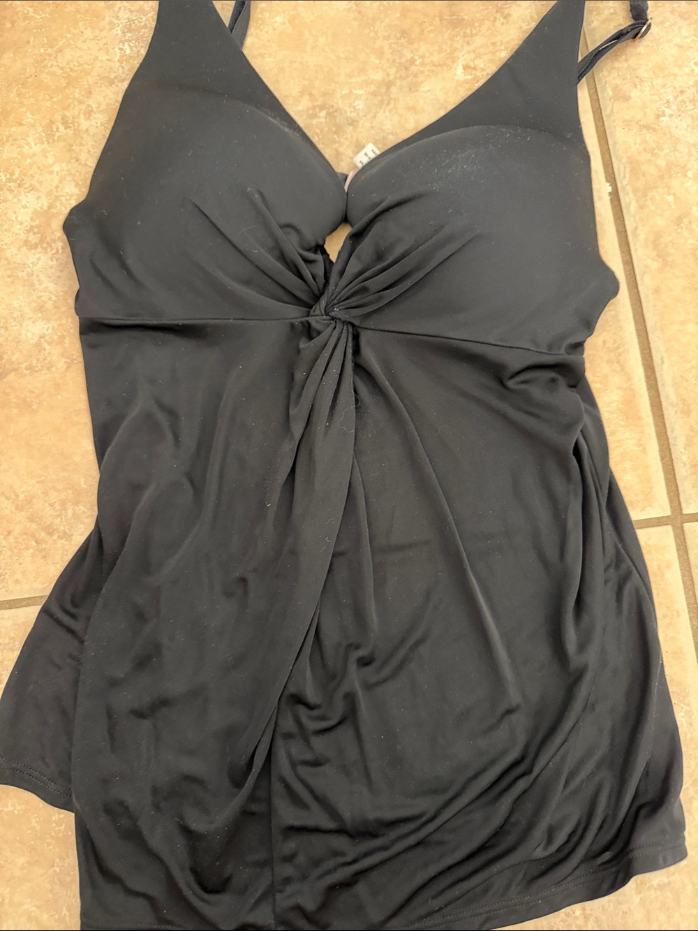 Black Twist-Front Tankini Top